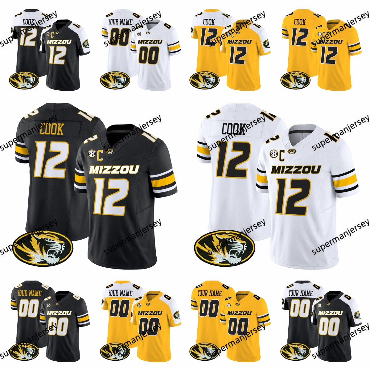 2024 NCAA Missouri Tigers Football College Jersey 3 Luther Burden III 1 Theo Wease Jr. 6 Jake Garcia 8 Ty&#039;Ron Hopper Mookie Cooper Sam Horn-image-911137676