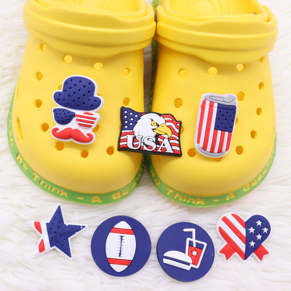 New Arrival 1-7Pcs USA Sign Star Can Eagle Shoe Button Charms Adult Accessories DIY Kids Holiday Present