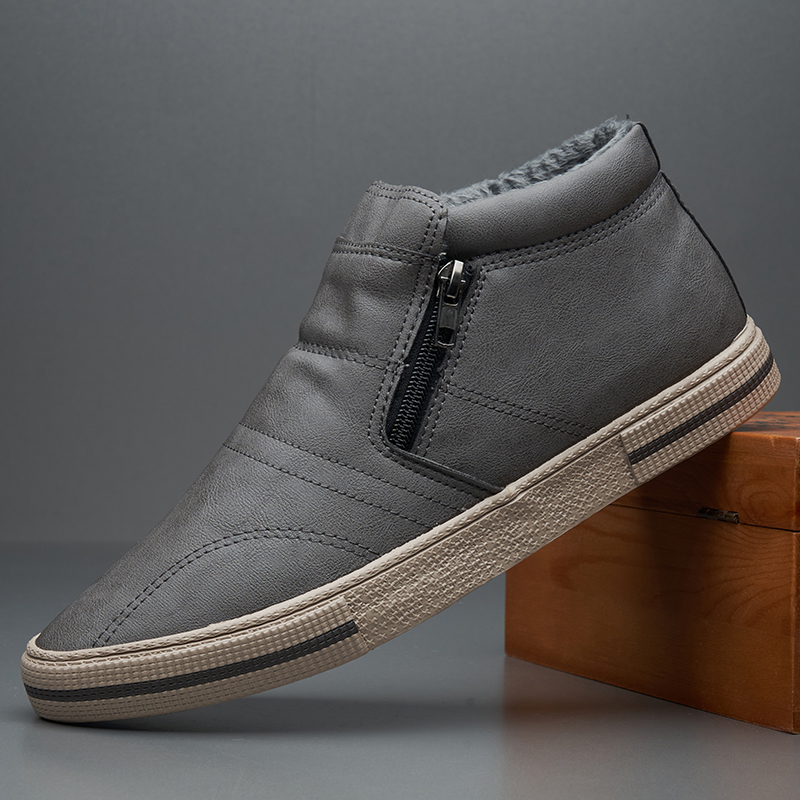2023 New Men's Fashion Warm Snow Casual Leather Ankle Male Boots Winter Men Shoes