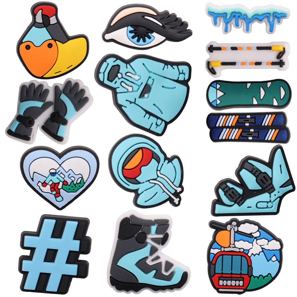 50pcs en gros de l'équipement de ski sportif Chaussures de liaison de ski Charmes Charmes enfants décorations cool bricolage sac à dos
