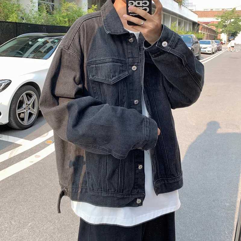 Mens casual denim jacket loose casual style Korean version spring and autumn tailored workwear jacket W240914