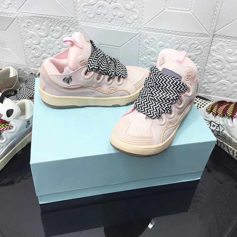 Trainers Casual Shoes Leather Curb White Beige Pink Black Grey Multicolor Blue Green Light Graffiti Men Women Sneakers Size36-45