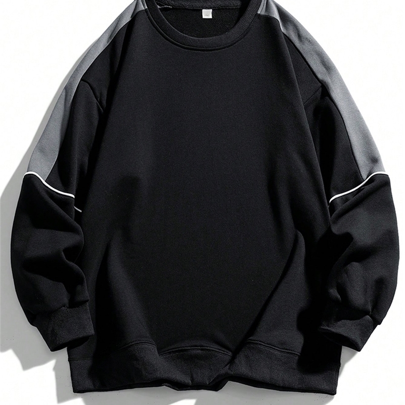 Mens Raglan Sleeves Fashionable Contrasting Round Neck Sweatshirt Suitable for Autumn and Winter y240910
