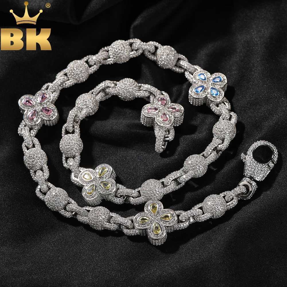 Colliers pendants Bling King Four Leaf Clover Collier de chaîne perlée Micro Bracelet Cubic Zirconia Bijoux Hip Hop J240909