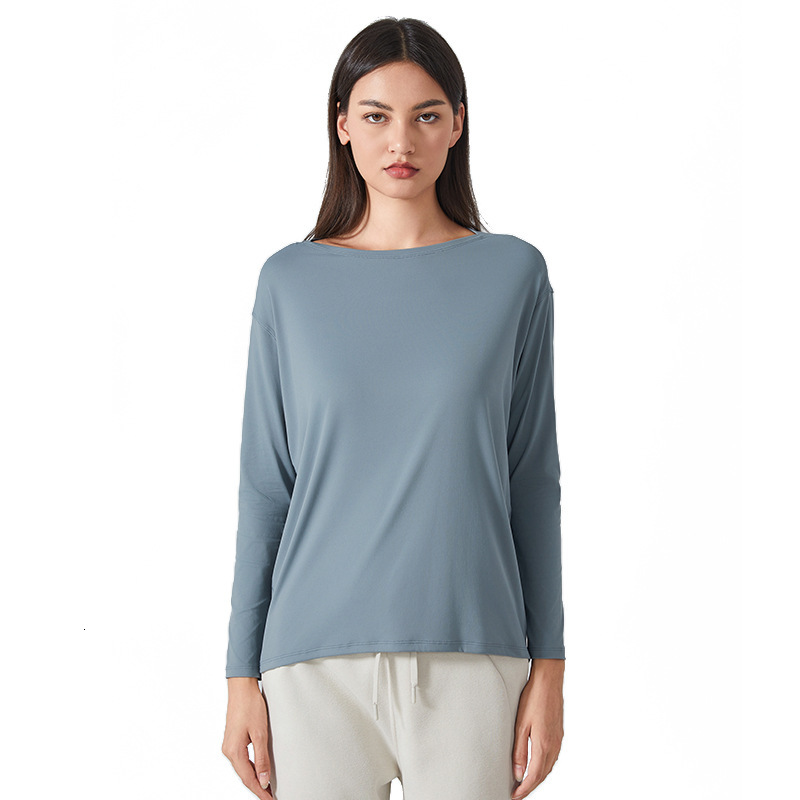 Long Sleeve Yoga Outfits Shirt Women Sports Tops Back In Action Fitness Shirts Bum-Covering Length Sweatshirts Super Soft Relaxed Fit Autumn and Win