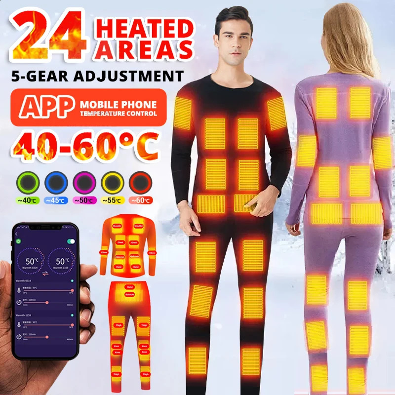 24 zone application controls jackets underwear womens skiing clothes USB electric heating clothing winter fishing and hiking 240914