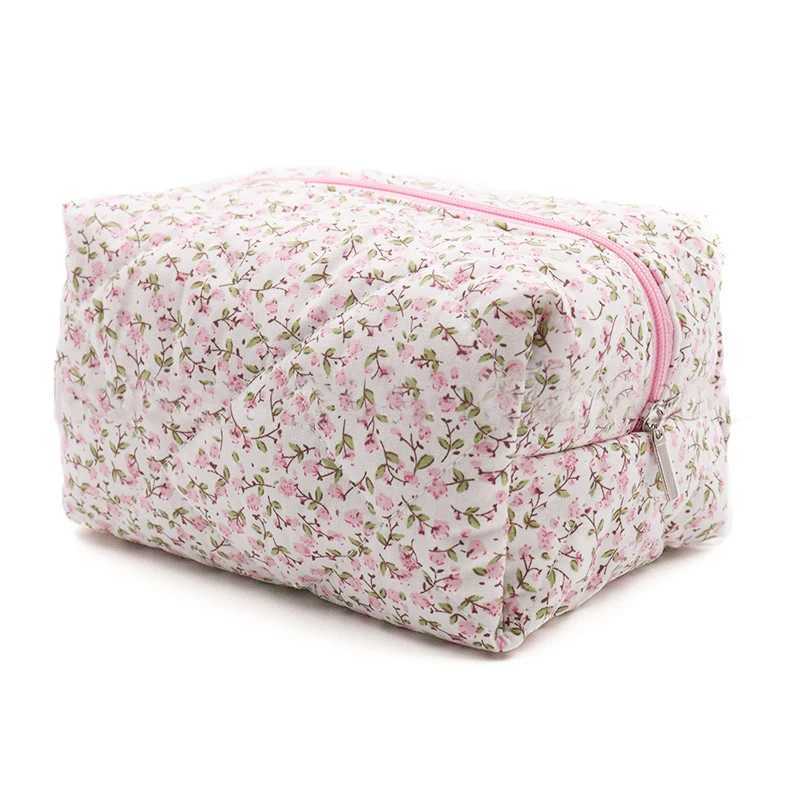Large Capacity Floral Print Women Makeup Bag Cosmetic Toiletries Square Pouch Handbag Travel Storage Organizer Make Up Bags Z240914