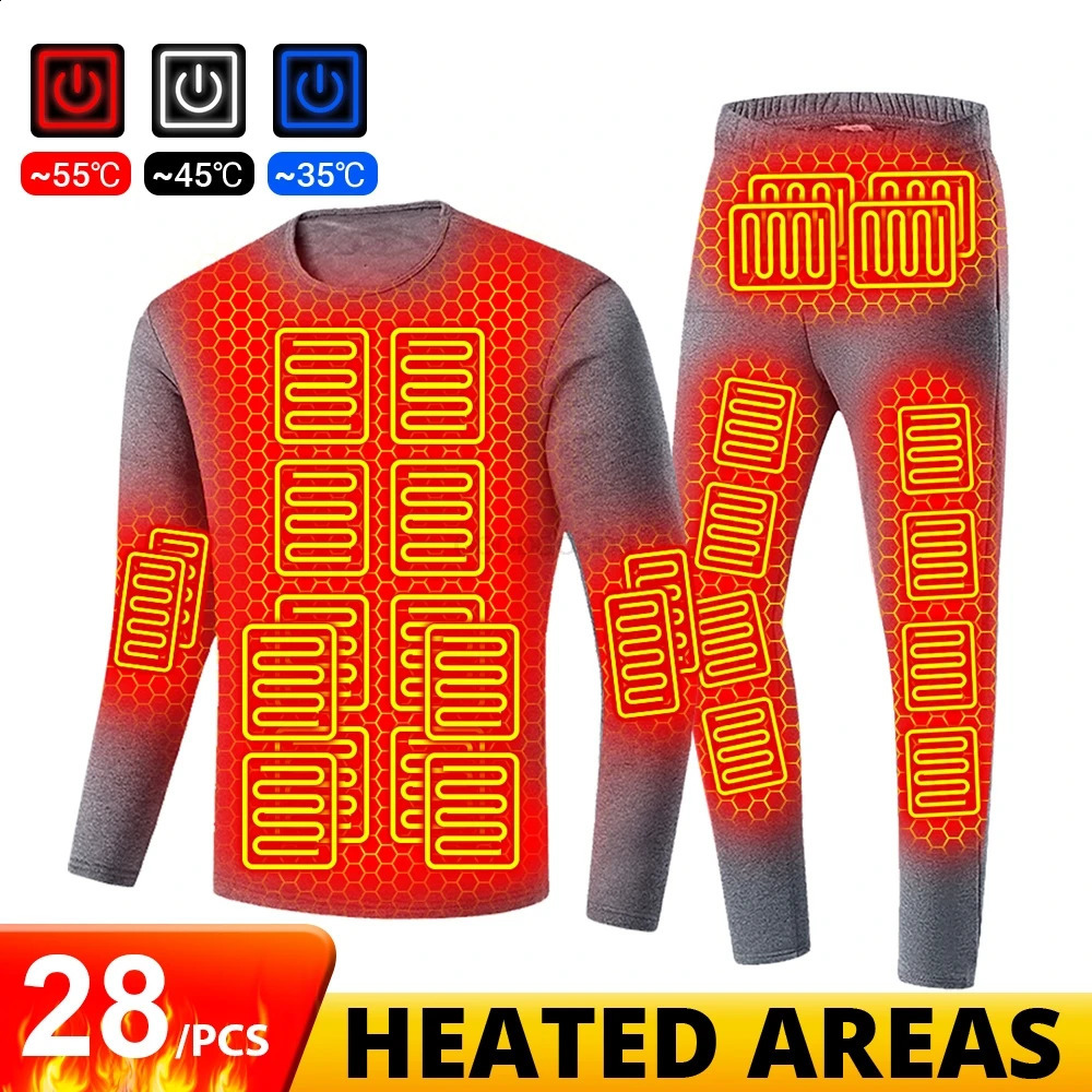 Veste de gilet pour hommes de sous-vêtements d'hiver USB Vêtements de chauffage électrique pour hommes vêtements de ski pantalon d'automne 240914