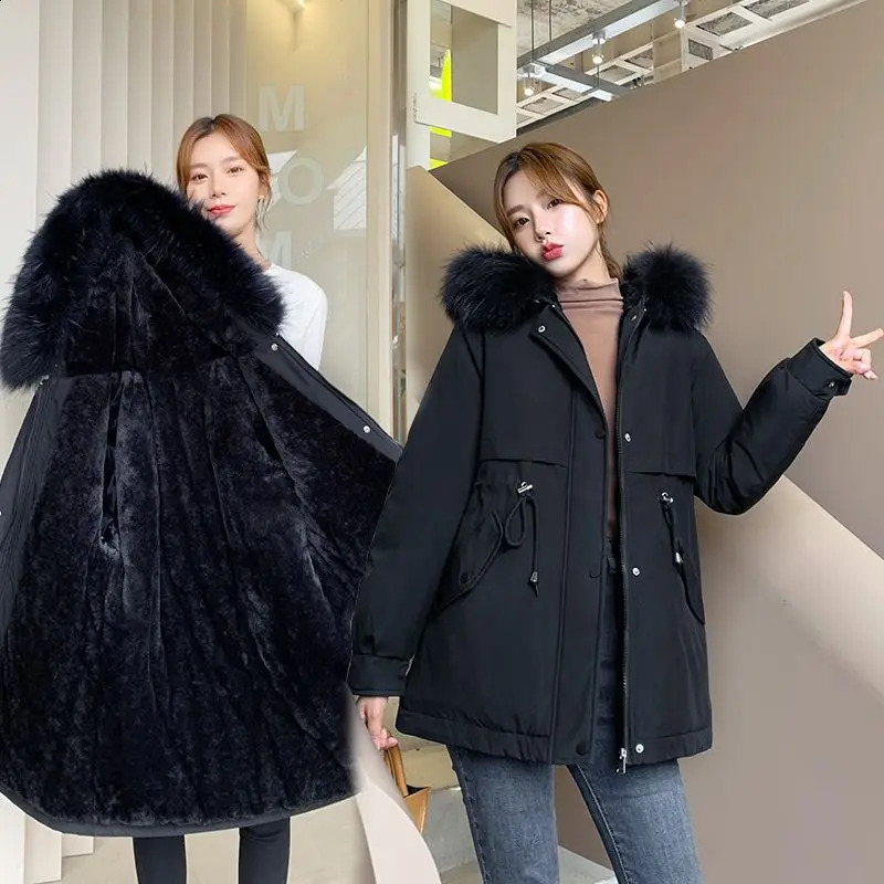 Veste d'hiver surdimensionnée pour femme, manteau rembourré en coton, ample, à la mode, parka courte à capuche, 240910