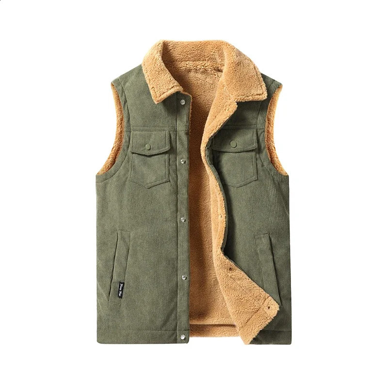 Mens jacket winter cashmere coat comfortable and thick sleeveless fashionable collar 240912