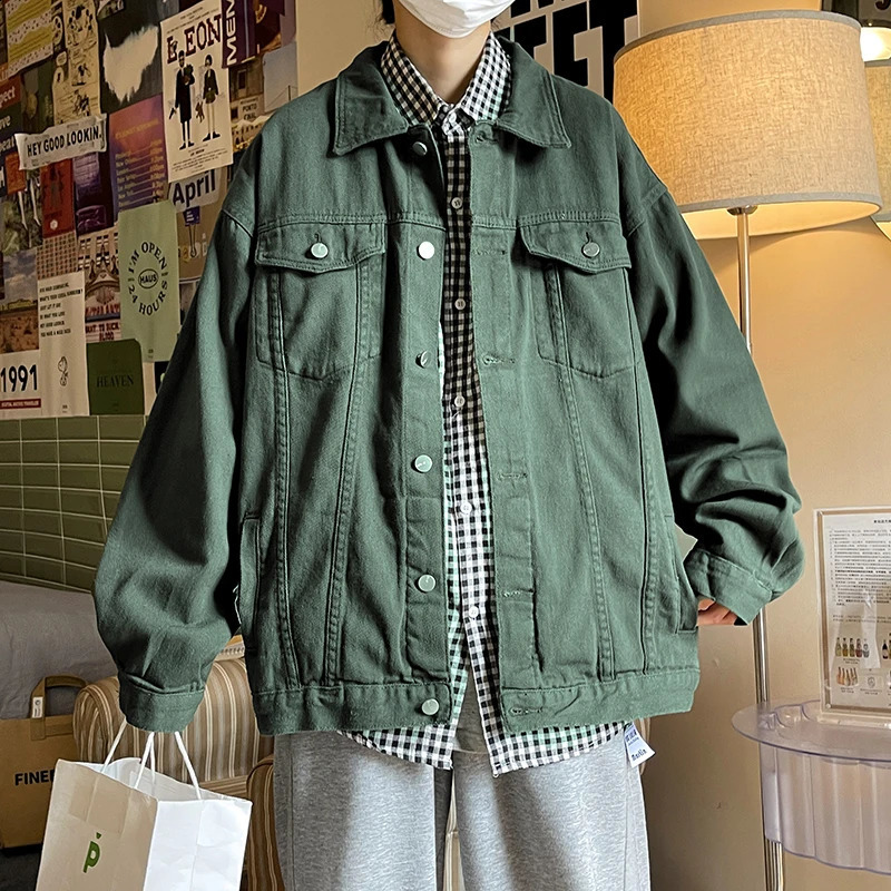 2023 Autumn Jeans Jacket Men Big Pocket Coats Oversize Turndown Collar Loose Blue Casual Denim y2k clothing 240911Z
