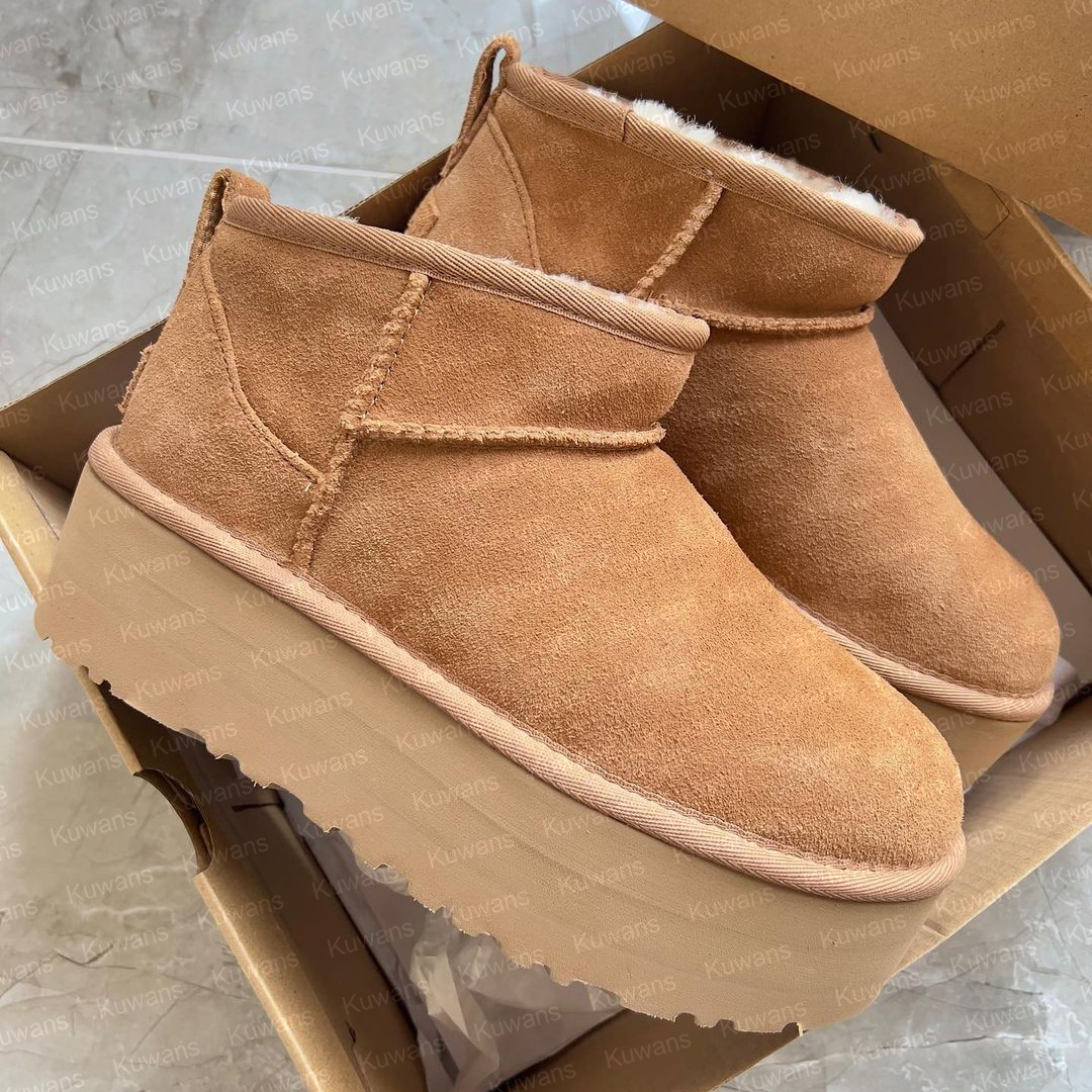 Women Classic Ultra Mini Platform Boot II 2&quot; Platform Height Winter Snow Designer Tasman Tazz Fur Boots Slippers Ankle Sherpa Sweater Fall-image-948993153