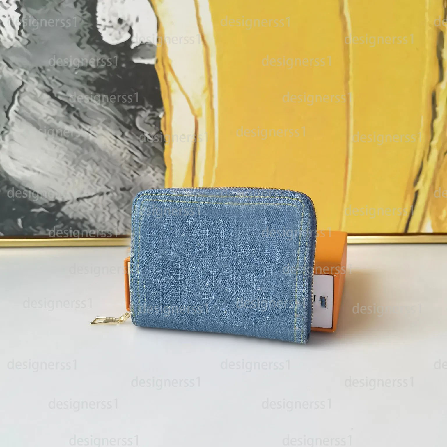 Designer Mens Women Denim Mini Coin Purse Spree Card Card de la carte de mode Classic Logo Flower Wallet 11a