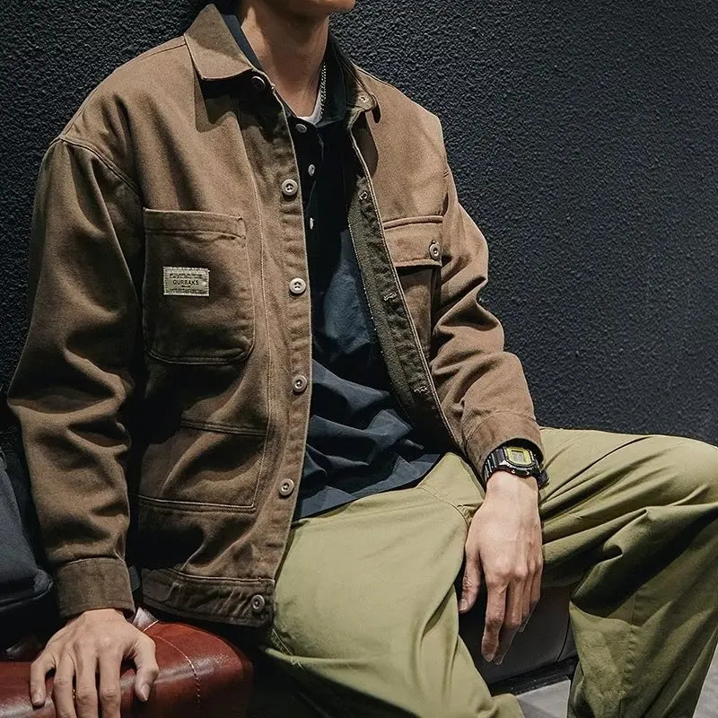 Mens Jacket Autumn Winter Japan Casual Men Clothing Punk Denim Top Street Uniforms Washed Cotton Fashion Coat 240911Z