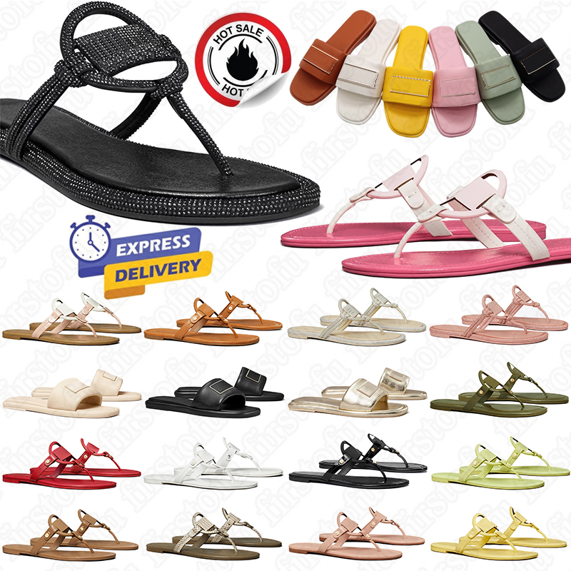 livraison gratuite les pantoufles pour femmes sandales concepteurs milles métalliques diaposentes en cuir tongs plats blancs blancs rose brevet c