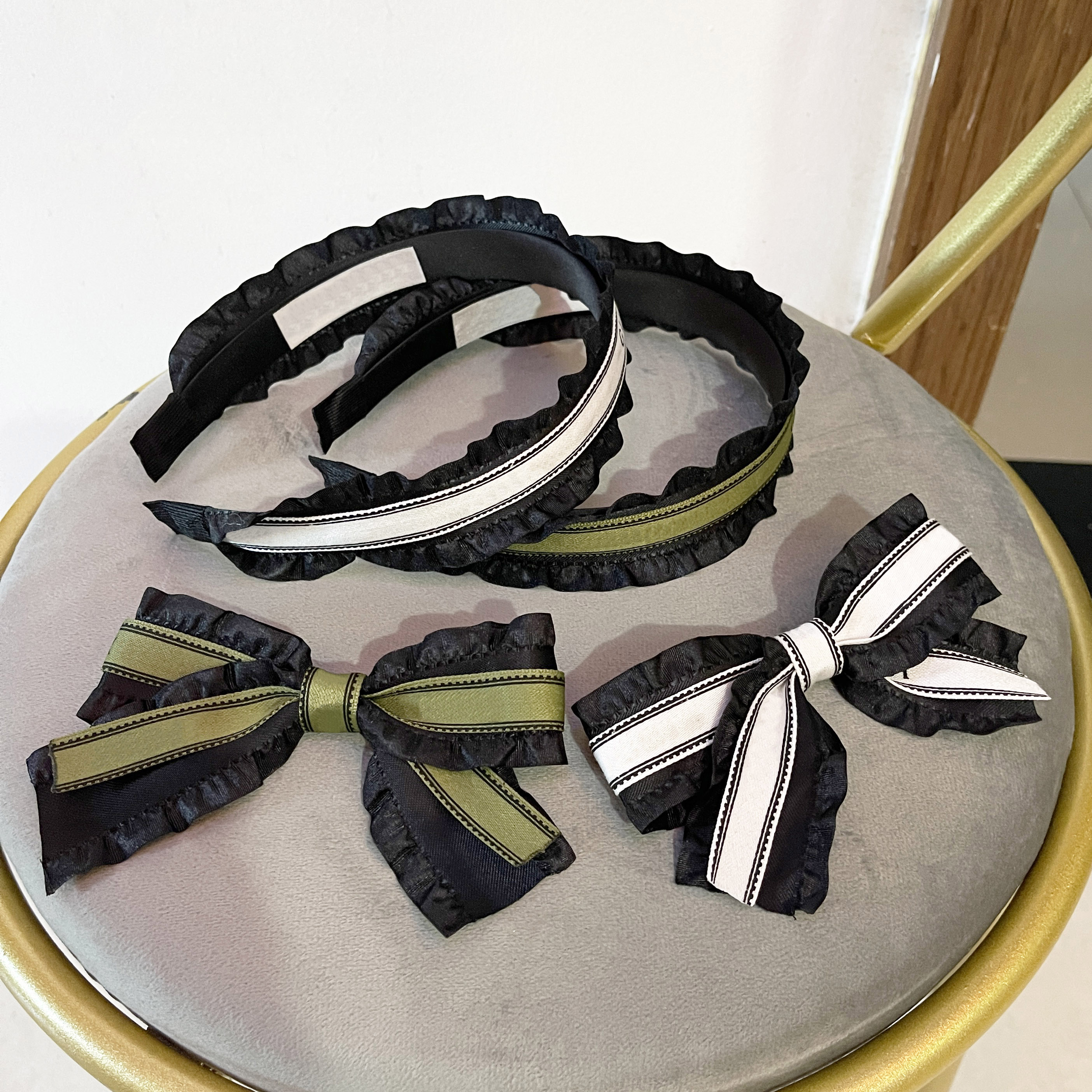 Korean Designer Hair Band Oil Painting Letters Vintage Classic Hairpin Fashion Women's headband White Green Popular Brand Hair Accessories-image-828802988