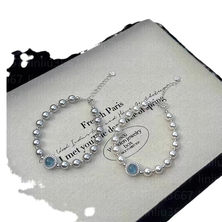 Bracelet charm avec boîte Bijoux Mode Bracelet femme cuivre argent orné de diamants Inclus bracelet luxe femme perle dorée