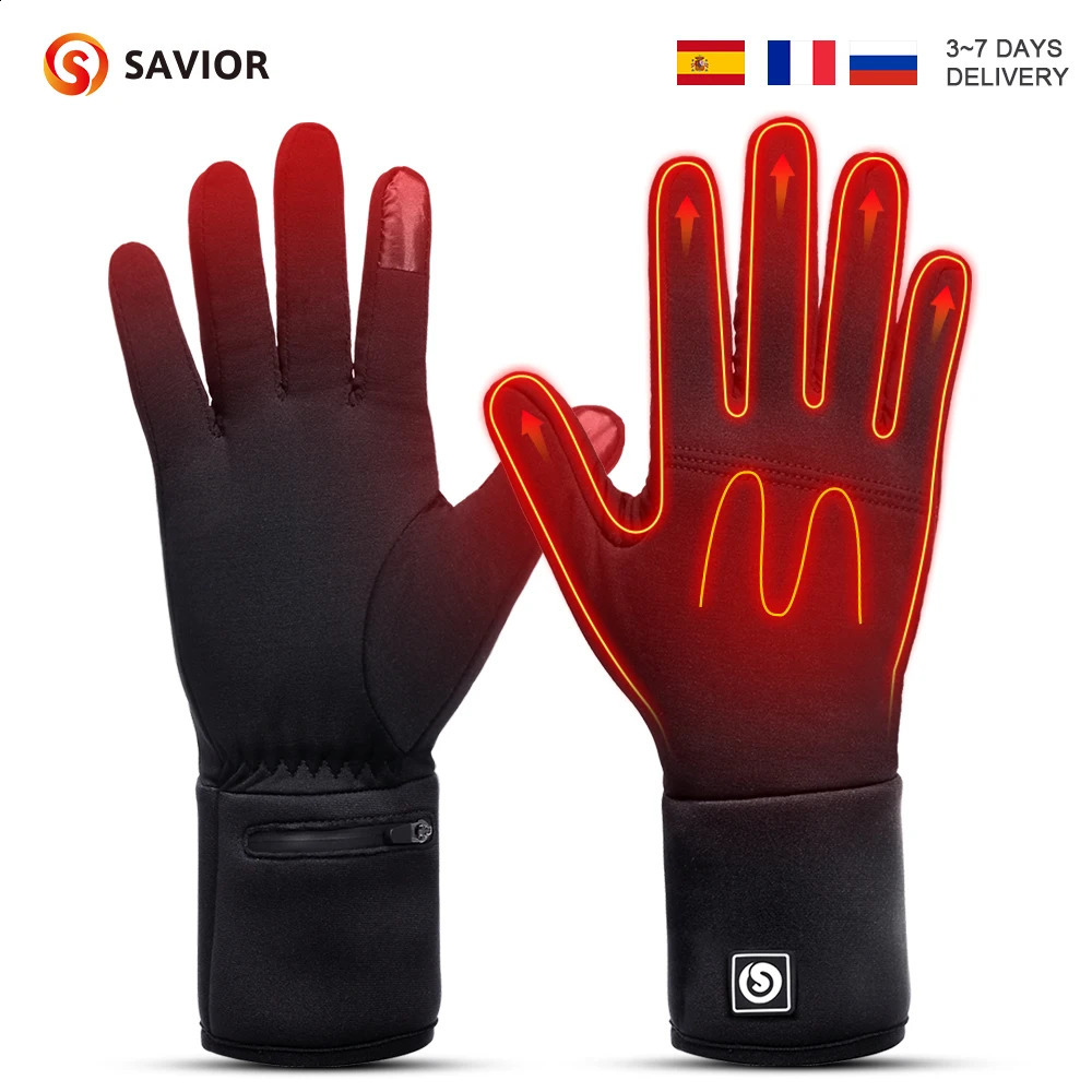 SAVIOR Winter Thermal Heated Gloves For Adult Rechargeable Battery Goatskin Leather Wind Waterproof Warm Hand Ski Gloves 3 Gears 250819