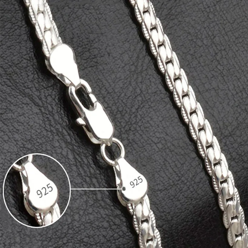 20-60cm 925 Sterling 6mm Silver Color luxury brand design noble Necklace Chain For Woman Men Fashion Wedding Engagement Jewelry
