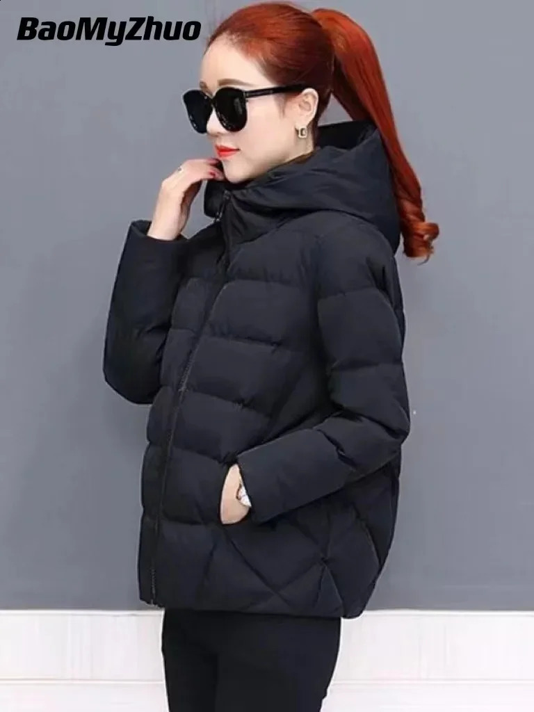 Women Jacket Parka Down Cotton Padded Coat Autumn Winter Slim Short Hooded Warm Thicken Jackets Womens Outerwear Clothing 240914