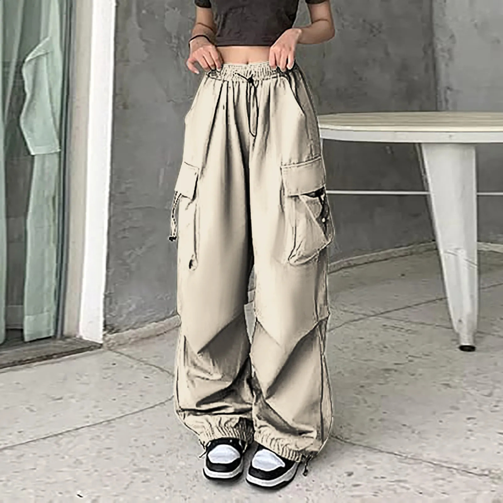 Pantalons de cargaison de bagages pour femmes y2k streetwear pantalon de jogging hip-hop pantalon sportif avec plusieurs poches traîner et dépose