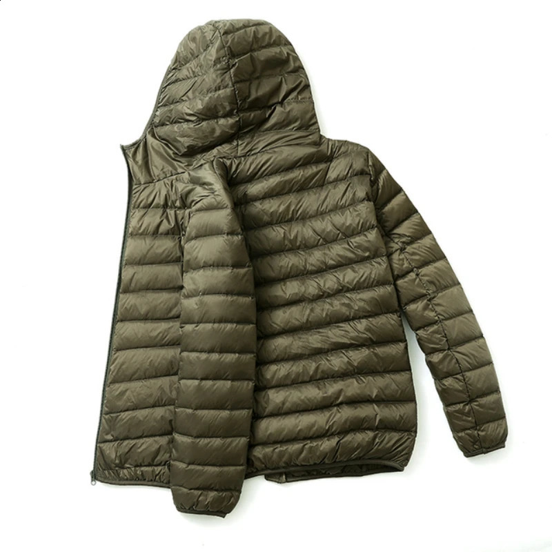 Mens Winter Coat Fashion Hooded White Duck Down Jacket Ultra Light Down Jacket Portable Ultra Thin Down Jacket 240918