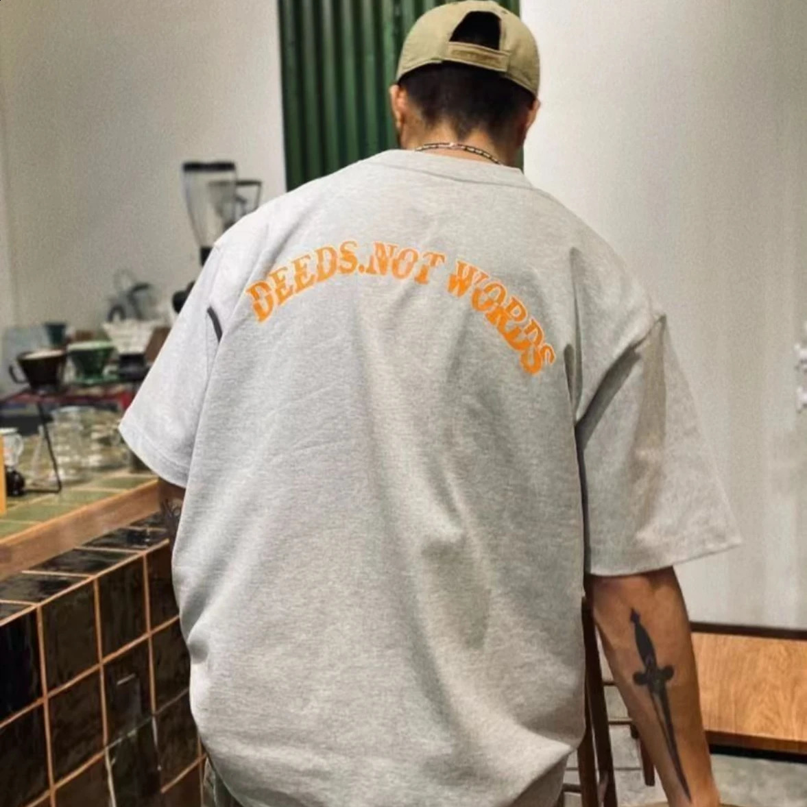 T-shirt imprimé en coton épais de style coréen d'été