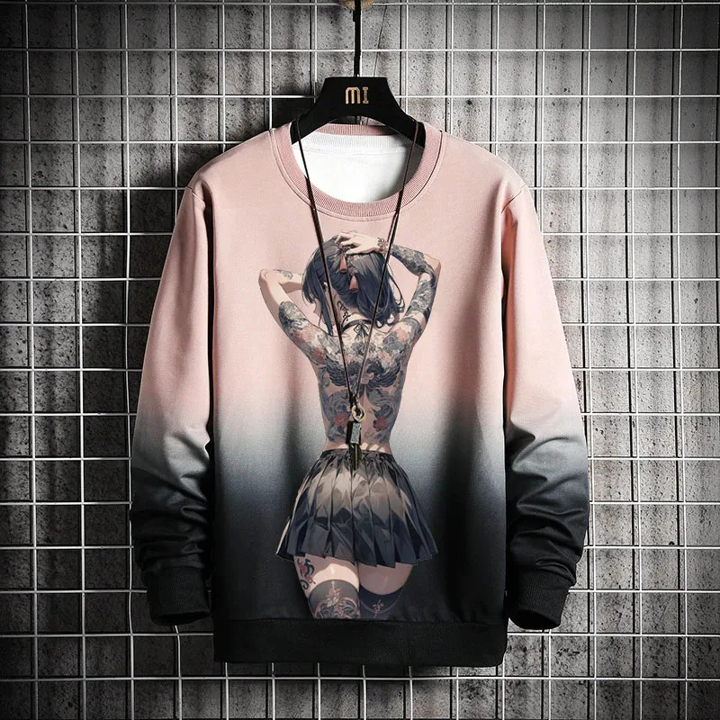 3d Beautiful Print Long Sleeve TShirts For Men Autumn Fashion Mens Round Neck Sweatshirt Soft Loose Oversized Hoodies Pullover 240910