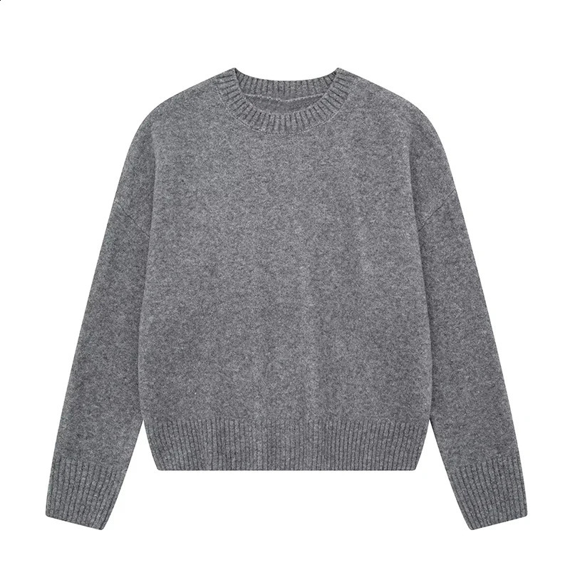 Laxsesu Autumn Winter Women Gray Pullover ONeck Chic Loose Sweaters 2024 Long Sleeve Fashion Knitted Casual Jumper Female 240911Z