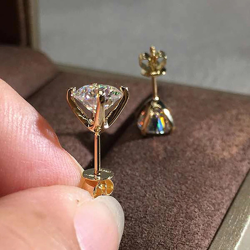 Anziw 100% 925 sterling silver gold stud earrings 6.5mm D colored silica 4-part earrings classic jewelry 240918
