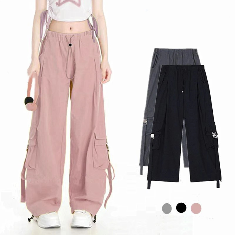 Streetwear Fashion Pantalon de cargaison de jambe large pour femmes