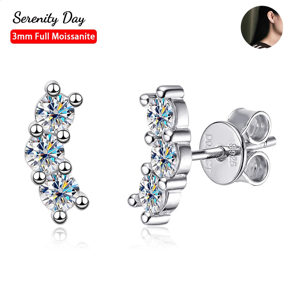 Serenity 0.6ct D-color genuine silica earrings S925 pure silver sparkling stud earrings summer style exquisite jewelry wholesale 240918