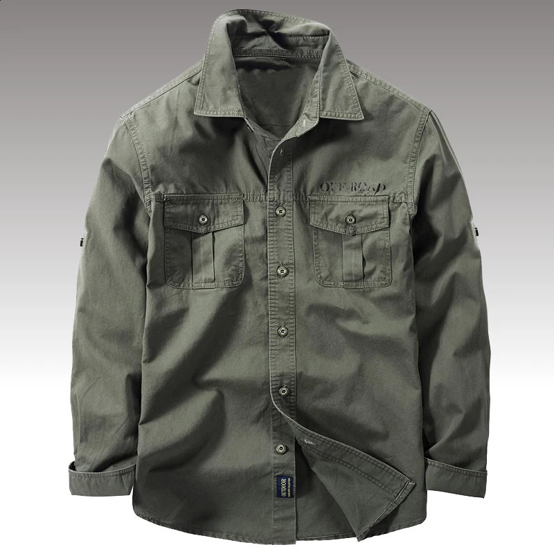 Spring long sleeved cotton shirt mens autumn army tactical shirt Hombre Chemise Homme Plus size 6XL 240914