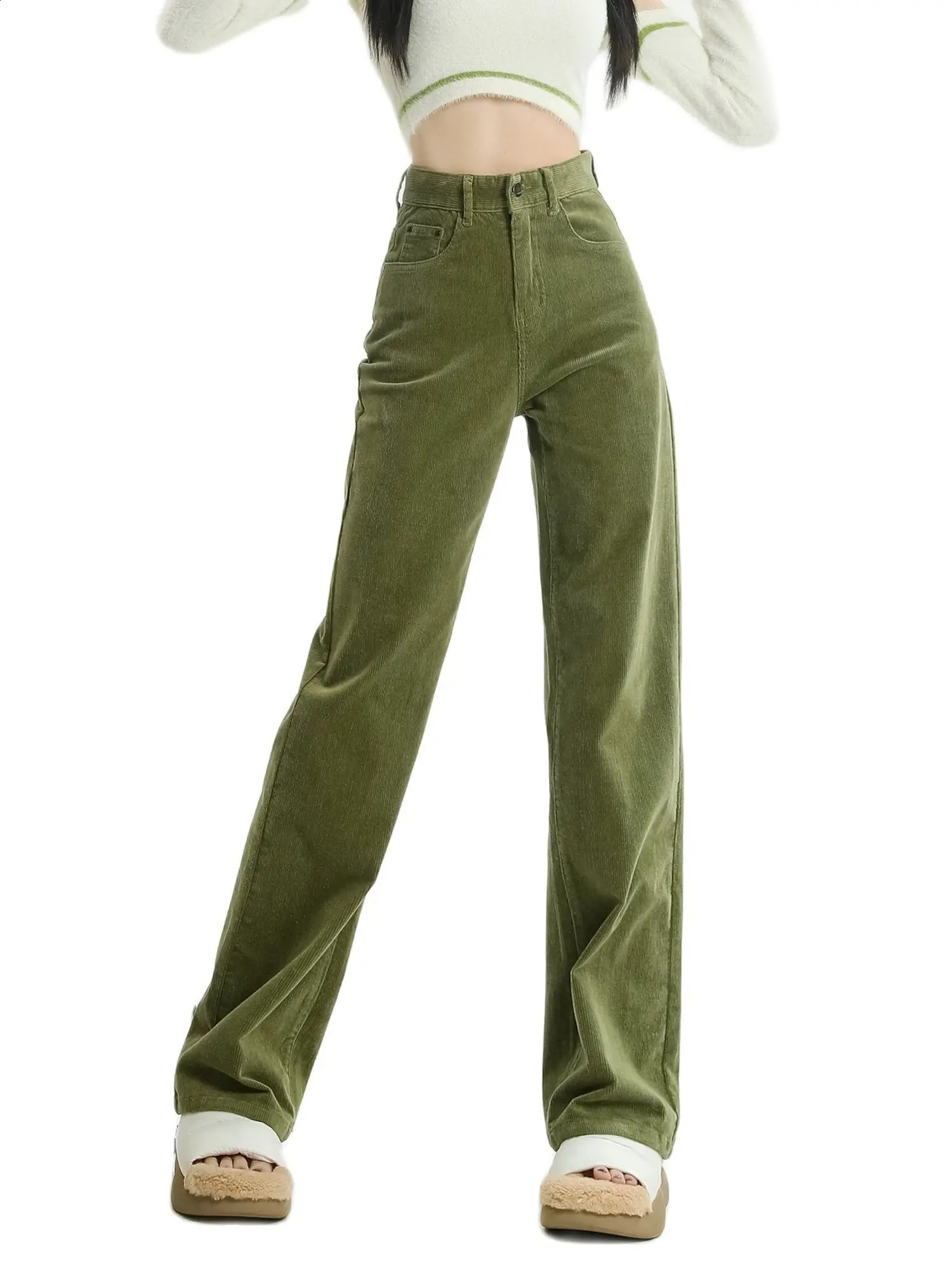 ZHISILAO Corduroy High Waist Straight Pants Womens Retro Casual Wide Leg Full Length Mens Autumn Winter Street Clothing 240914