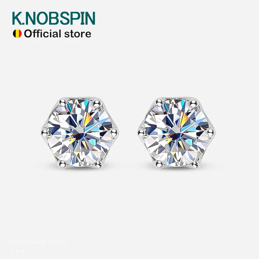 KNOBSPIN 1CT D colored silica earrings S925 pure silver plated 18k white gold earrings suitable for womens wedding exquisite jewelry 240918