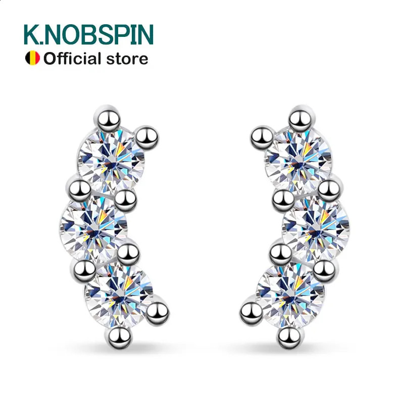 KNOBSPIN D VVS1 Womens All Mo Silica Earrings Classic Fashion Party Daily Wear GRA Certified s925 Silver Plated 18k Earrings 240918