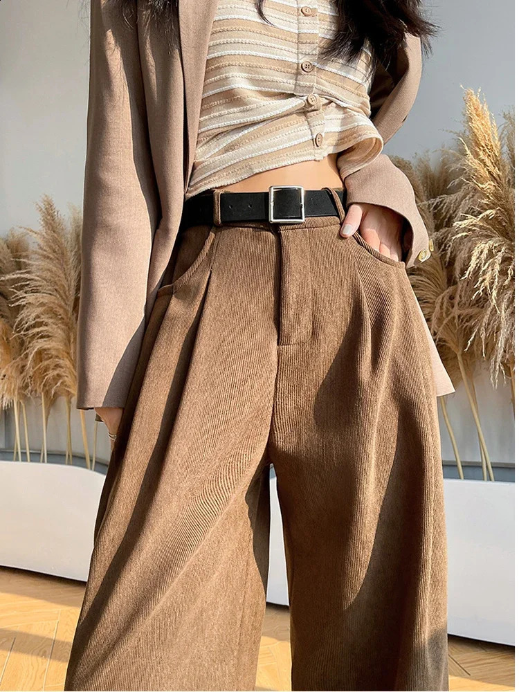 Short en jean pour femmes kaki avec pantalon de jambe large en laine pour la poche printanière slim ajustement slim chaud pour les coureurs d'hiv