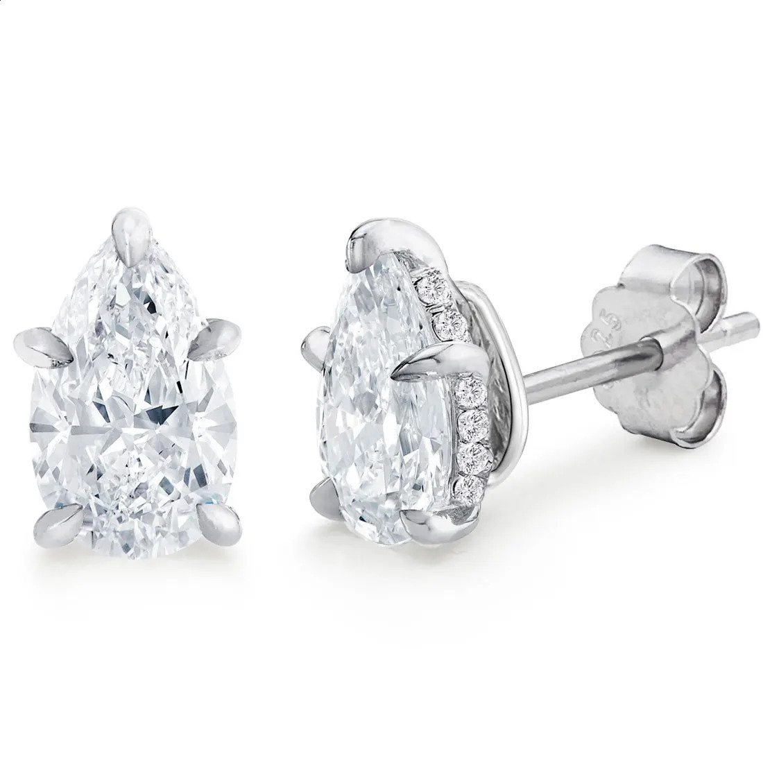 DEZO Total 2.0cttw Pearl Cut Womens Earrings Solid 925 Sterling Silver Stud Earrings VVS D Color GRA Certificate 240918