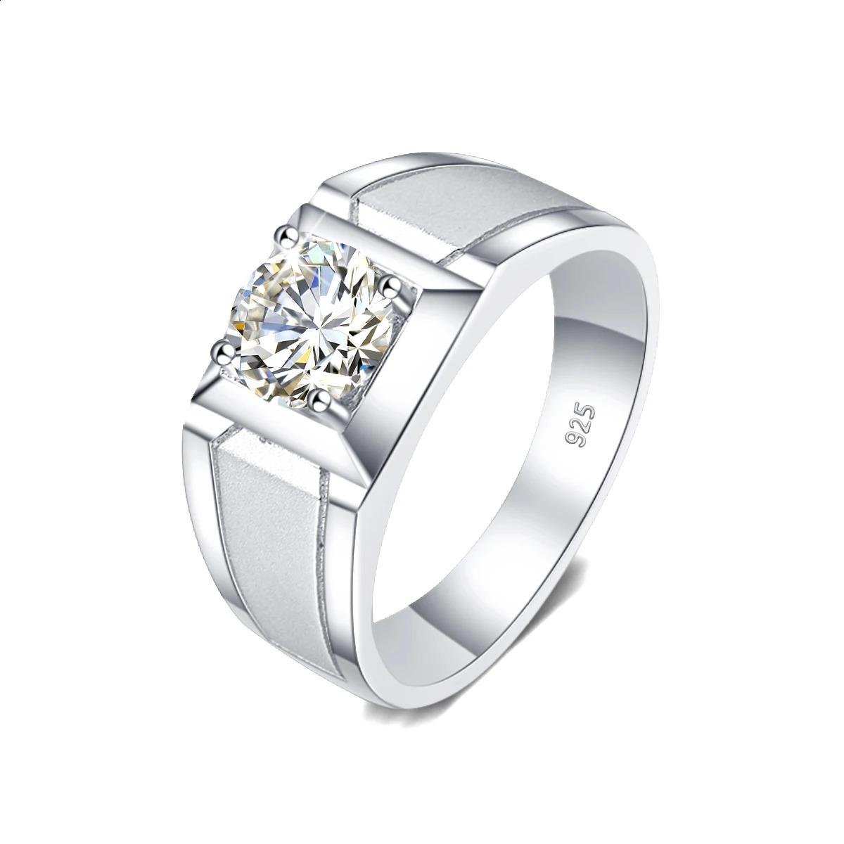 2- silica mens ring 925 sterling silver white gold-plated engagement wedding mens jewelry trend gift for women 240918