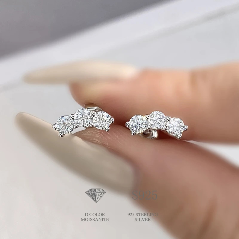 DiamondWorld Shining 3mm Female Diamond Stud Earrings Real 925 Pure Silver 18K Plated White Gold Wedding Jewelry 240918