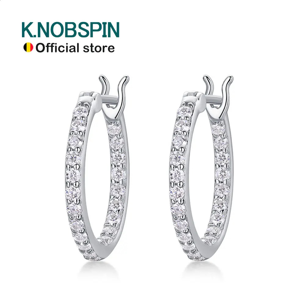 KNOBSPIN 2mm D colored silica earrings s925 silver plated 18k white gold with GRA certificate womens wedding ring earrings 240918