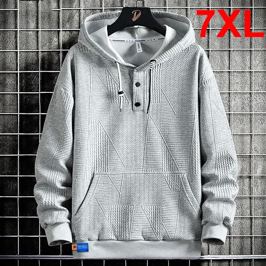 Mens Hoodie Y2k Street Clothing Spring and Autumn Black Windproof Super Large Hoodie Mens Plus 7XL Sports Mens Sweatshirt 240918