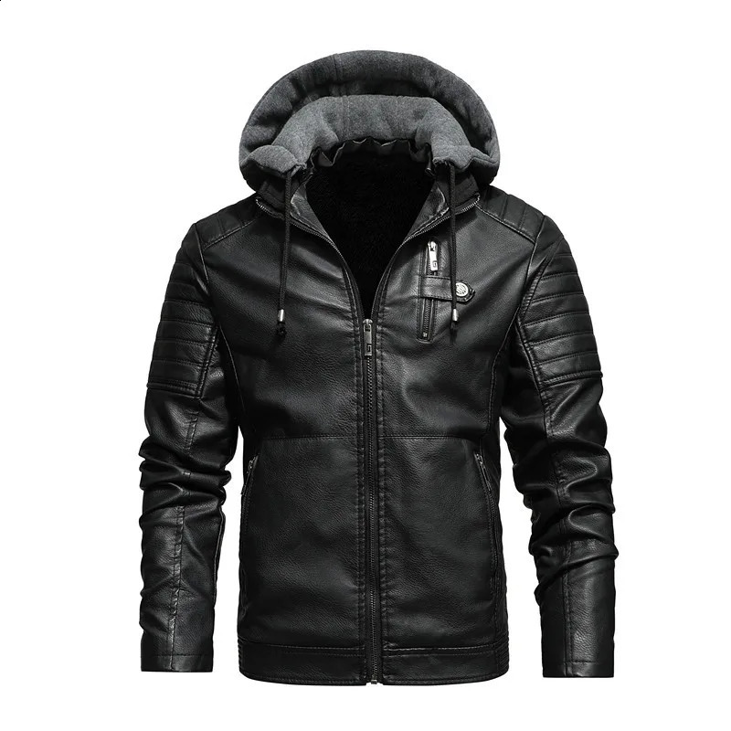 LIONJUMP Fashion Leather Jacket Mens Autumn Wool Lined Pu Leather Jacket Winter Mens Clothing Casual Motorcycle Jacket 240919