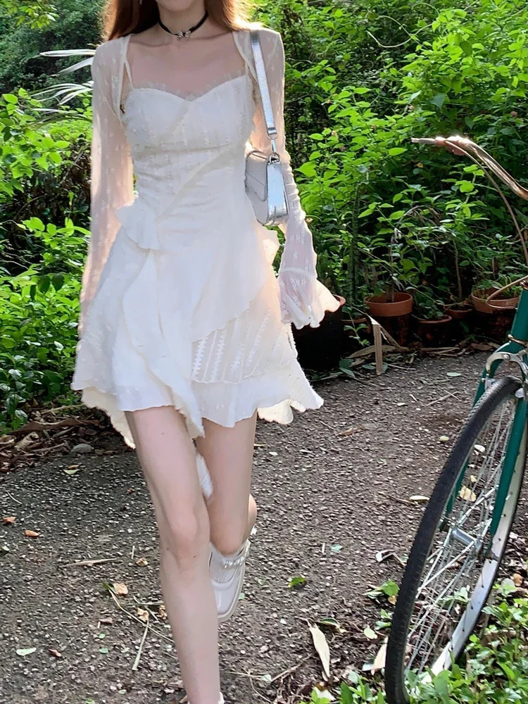 Ceinture de couleur solide y2k mini robe femme élégante robe de fête sans manches