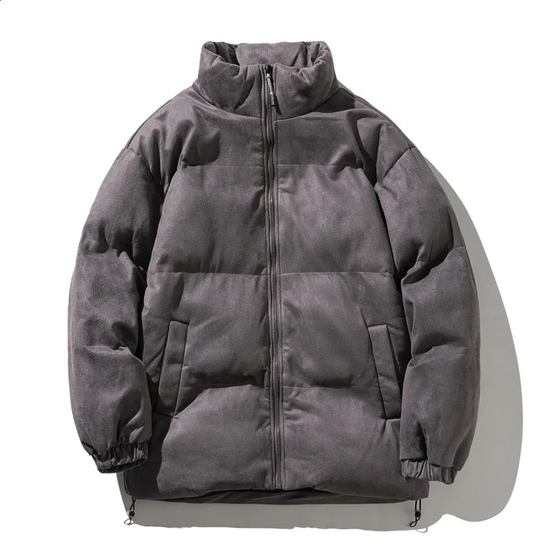 2024 Winter Fashion Casual Loose Oversized Warm Coats Stand Collar Solid Color Parka Streetwear Mens Thick Parkas Jackets 240919