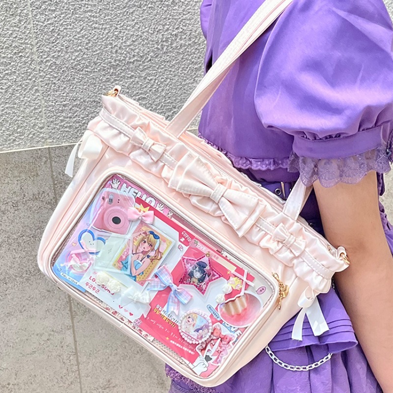 Ita – sacs sous les bras transparents avec nœud doux pour femmes, fourre-tout froncé élégant en Satin, sac à bandoulière Lolita pour filles, nouv