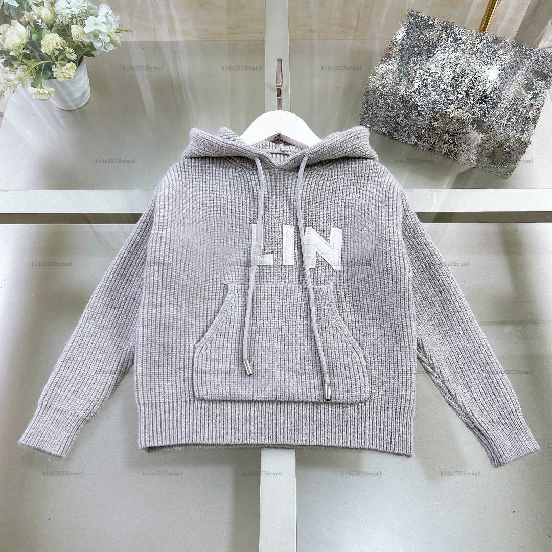 New baby Knitted sweater autumn Hooded design kids Pullover shirt Size 100-160 CM Abdominal pocket boys girls Jacket hoodie-image-1020600944