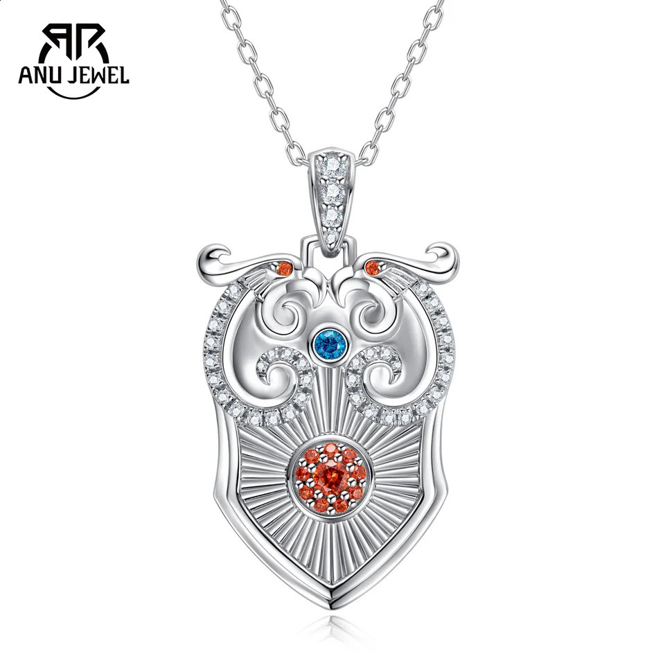 AnuJewel D Colored Emperor Jun Sun and Moon Father Pendant Classic Mountain and Sea 925 Pure Silver Necklace 240919