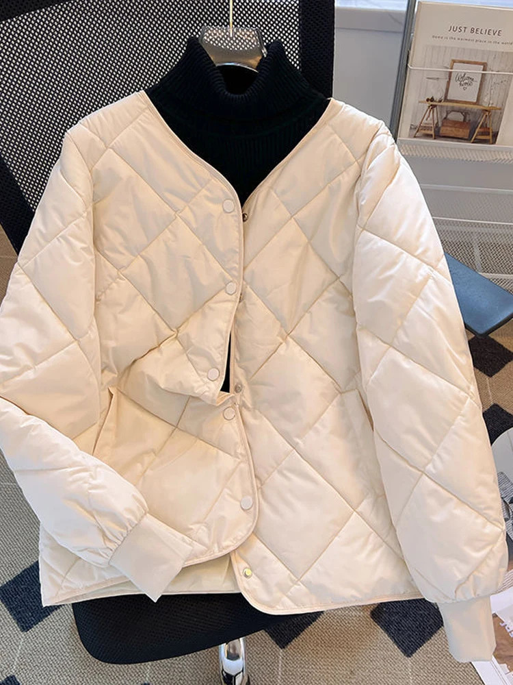 Down cotton jacket womens autumn and winter apron jacket womens Korean fashion lightweight Parkas womens casual loose short jacket 240919