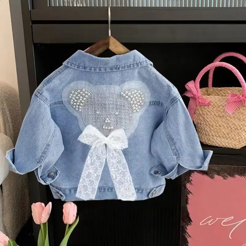 Kids Denim Jackets for Girls Baby Bow Coats Spring Autumn Fashion Child Kids Outwear Jackets Jean 250815